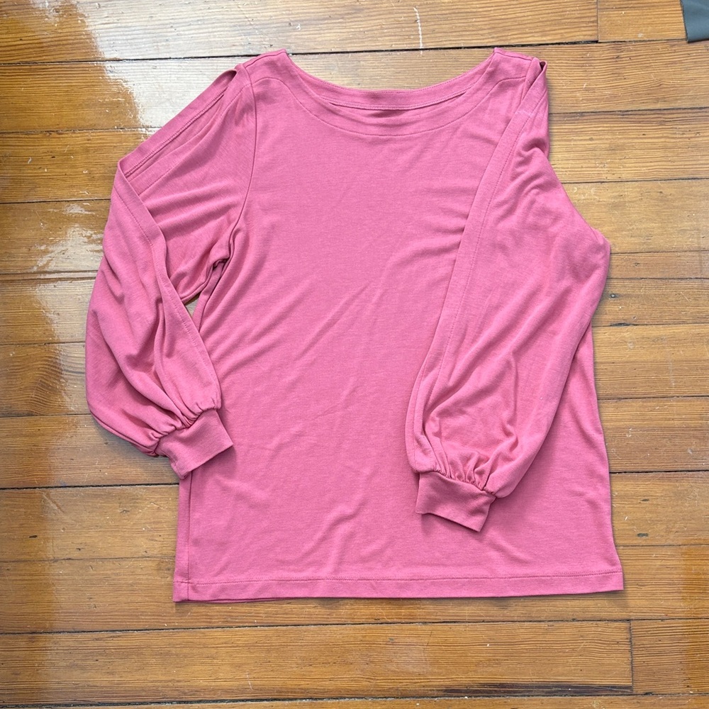 LOFT Rose Pink Cold-Shoulder Long Sleeve Top